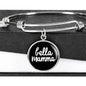 Bella Mamma with Black Circle Charm Bangle in Gold & Stainless Steel