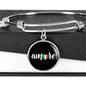 Amore with Black Circle Charm Bangle in Gold & Stainless Steel