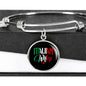 Italian Wifey With Circl Charm Bangle in Gold & Stainless Steel