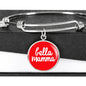 Bella Mamma with Red Circle Charm Bangle in Gold & Stainless Steel