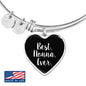 Best Nonna Ever with Black Heart Charm Bangle in Gold & Stainless Steel