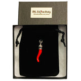 Italian Red Horn Pendant - Silver Cornicello Good Luck Pendant