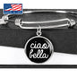Ciao Bella With Black Circle Charm Bangle in Gold & Stainless Steel