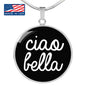 Ciao Bella with Black Circle Pendant Necklace in Gold & Stainless Steel