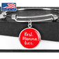 Best Mamma Ever with Red Circle Charm Bangle in Gold & Stainless Steel