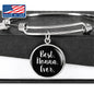 Best Nonna Ever With Black Circle Charm Bangle in Gold & Stainless Steel