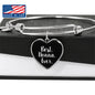 Best Nonna Ever with Black Heart Charm Bangle in Gold & Stainless Steel
