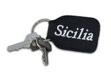 Sicilia Keychain - Black Embroidered with Flag on Back - SALE