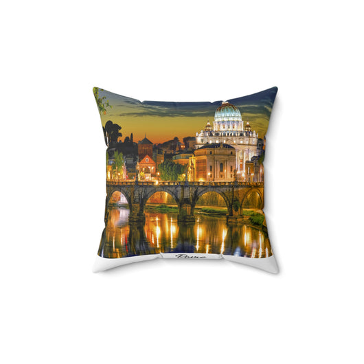 Rome Nightscape Decorative Throw Pillow — St. Peter’s Basilica River View