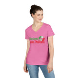 Kiss Me I'm Italian II Shirt - Italian Pride V-Neck T-Shirt, Baciami Sono Italiana Tee, Women's Casual Top, Gifts for Italian Heritage, Italy Shirt, Summer Outfit