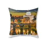Rome Nightscape Decorative Throw Pillow — St. Peter’s Basilica River View
