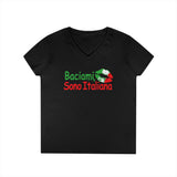 Kiss Me I'm Italian II Shirt - Italian Pride V-Neck T-Shirt, Baciami Sono Italiana Tee, Women's Casual Top, Gifts for Italian Heritage, Italy Shirt, Summer Outfit