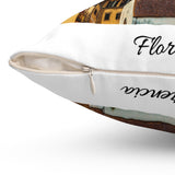 Florence II White Cityscape Throw Pillow — Italian Ponte Vecchio Decorative Pillow