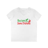 Kiss Me I'm Italian II Shirt - Italian Pride V-Neck T-Shirt, Baciami Sono Italiana Tee, Women's Casual Top, Gifts for Italian Heritage, Italy Shirt, Summer Outfit