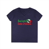 Kiss Me I'm Italian II Shirt - Italian Pride V-Neck T-Shirt, Baciami Sono Italiana Tee, Women's Casual Top, Gifts for Italian Heritage, Italy Shirt, Summer Outfit