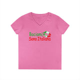 Kiss Me I'm Italian II Shirt - Italian Pride V-Neck T-Shirt, Baciami Sono Italiana Tee, Women's Casual Top, Gifts for Italian Heritage, Italy Shirt, Summer Outfit
