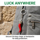 Italian Horn Keychain - Red with Silver Chain