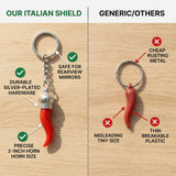 Italian Horn Keychain - Red with Silver Chain