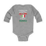 God Sent Me Nonna With Heart Long Sleeve Baby Onesie - PFY