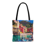 Cinque Terre Tote Bag | Beach Lover's Accessory, Eco-Friendly Shopping, Colorful Travel Bag, Artful Everyday Tote, Summer Gift Idea Italy