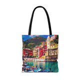 Cinque Terre Tote Bag | Beach Lover's Accessory, Eco-Friendly Shopping, Colorful Travel Bag, Artful Everyday Tote, Summer Gift Idea Italy