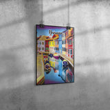 Burano Italy Art Poster Painting 8" x 12"