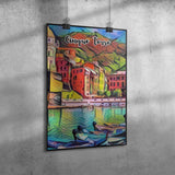 Cinque Terre Italy Art Poster Painting 12" x 18"
