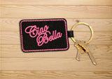 Ciao Bella Keychain - Black with Pink Embroidery - SALE