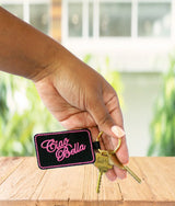 Ciao Bella Keychain - Black with Pink Embroidery - SALE