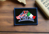 US Italia Flags Iron On Patch (Black)