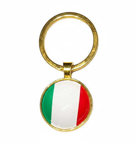 Keychain with Italian flag design on a white background