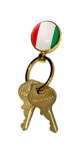 Italian Flag Circle Keychain on white background