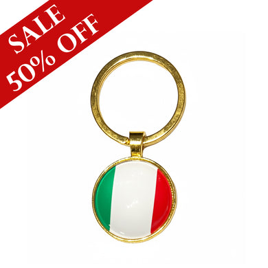 Italian Flag Circle Keychain in Gold - SALE