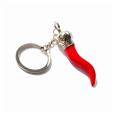 Italian Horn Keychain - Red with Silver Chain