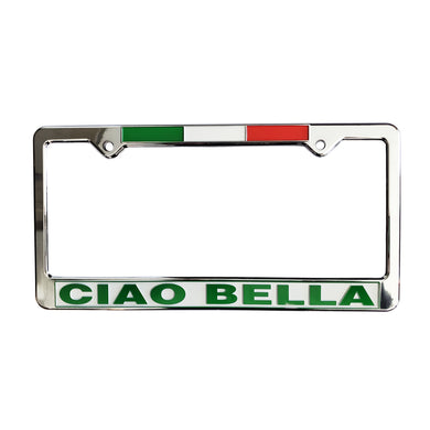 Ciao Bella License Plate Silver Frame with Flag