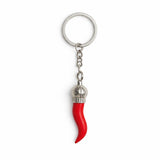 Italian Horn Keychain - Red with Silver Chain