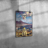 Napoli Italy Art Poster Painting 8" x 12"