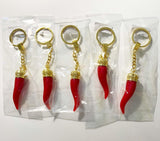 Red Horn Keychain in Gold in pack of 5