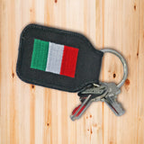 Sicilia Keychain - Black Embroidered with Flag on Back - SALE