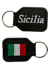 Sicilia Keychain - Black Embroidered with Flag on Back - SALE