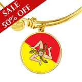 Sicilian Flag With Circle Charm Bangle in Gold - SALE