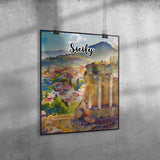 Sicily Italy Art Poster Painting 16" x 20"