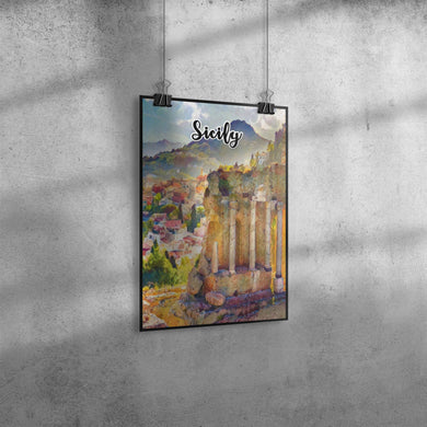 Sicily Italy Art Poster Painting 8