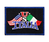 US Italia Flags Iron On Patch (Black) - SALE