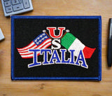 US Italia Flags Iron On Patch (Black) - SALE