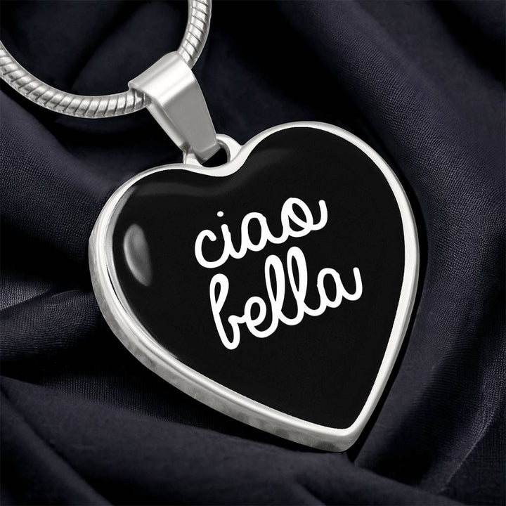 Ciao Bella with Black Heart Pendant Necklace