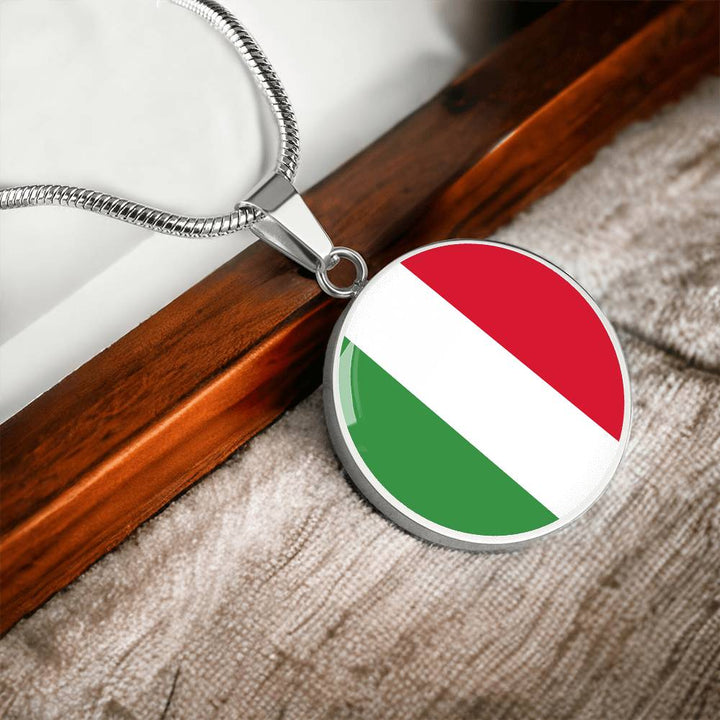 Italian Flag With Circle Pendant Necklace