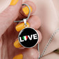 Italian Love With Black Circle Pendant Necklace