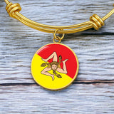 Sicilian Flag With Circle Charm Bangle in Gold - SALE