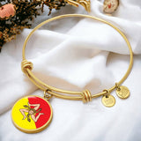 Sicilian Flag With Circle Charm Bangle in Gold - SALE